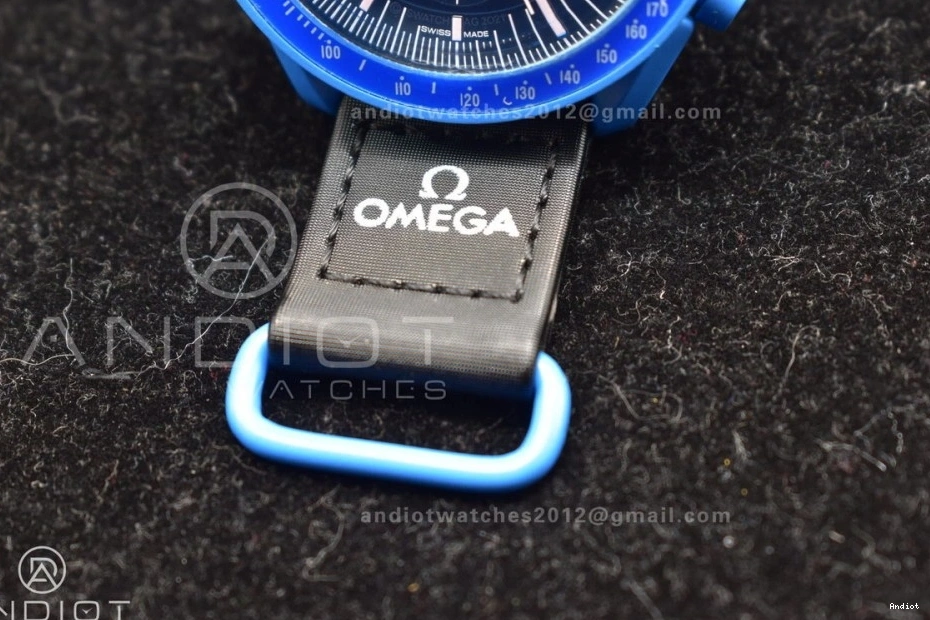 to x Moonwatch Nylon Neptune Strap Swatch Omega on Mission Quartz Bioceramic 0412